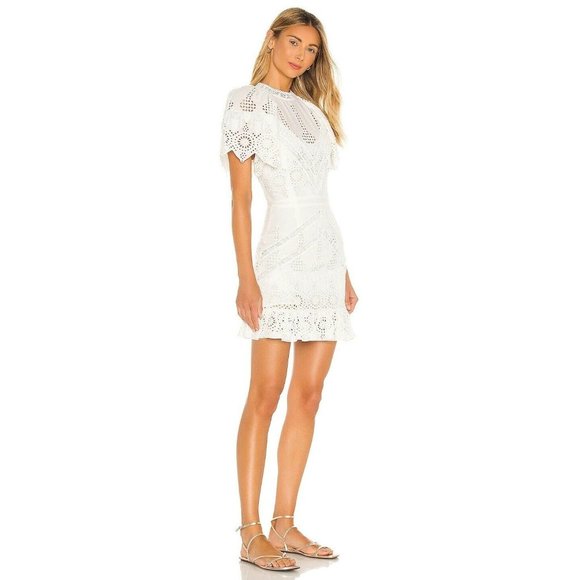 Tularosa Kassie Mini Dress White Lace Eyelet